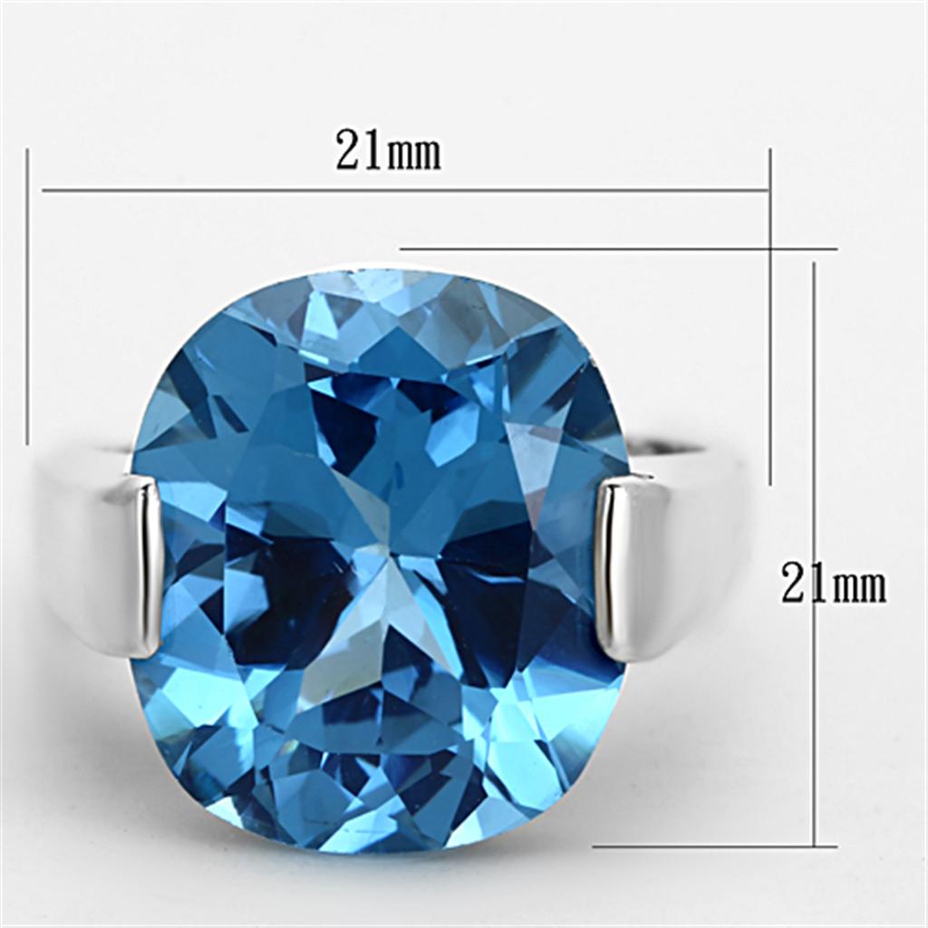 LOS687 - Silver 925 Sterling Silver Ring with Synthetic Spinel in Sea Blue-1