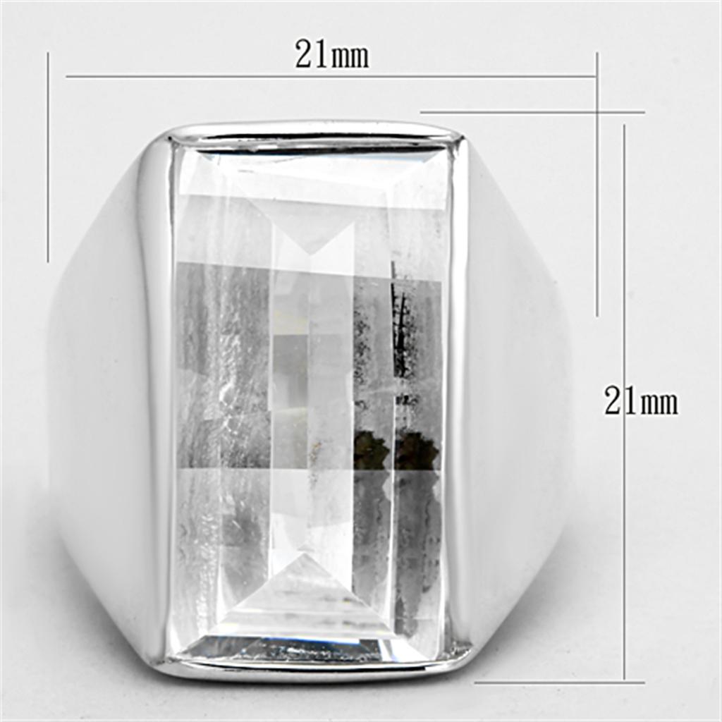 LOS690 - Silver 925 Sterling Silver Ring with AAA Grade CZ in Clear-1