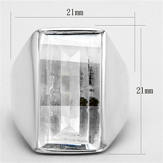 LOS690 - Silver 925 Sterling Silver Ring with AAA Grade CZ in Clear-1