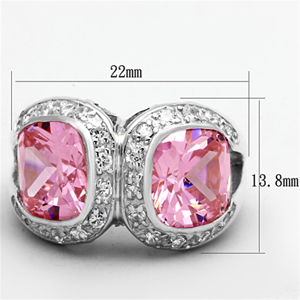LOS697 - Silver 925 Sterling Silver Ring with AAA Grade CZ in Rose-1