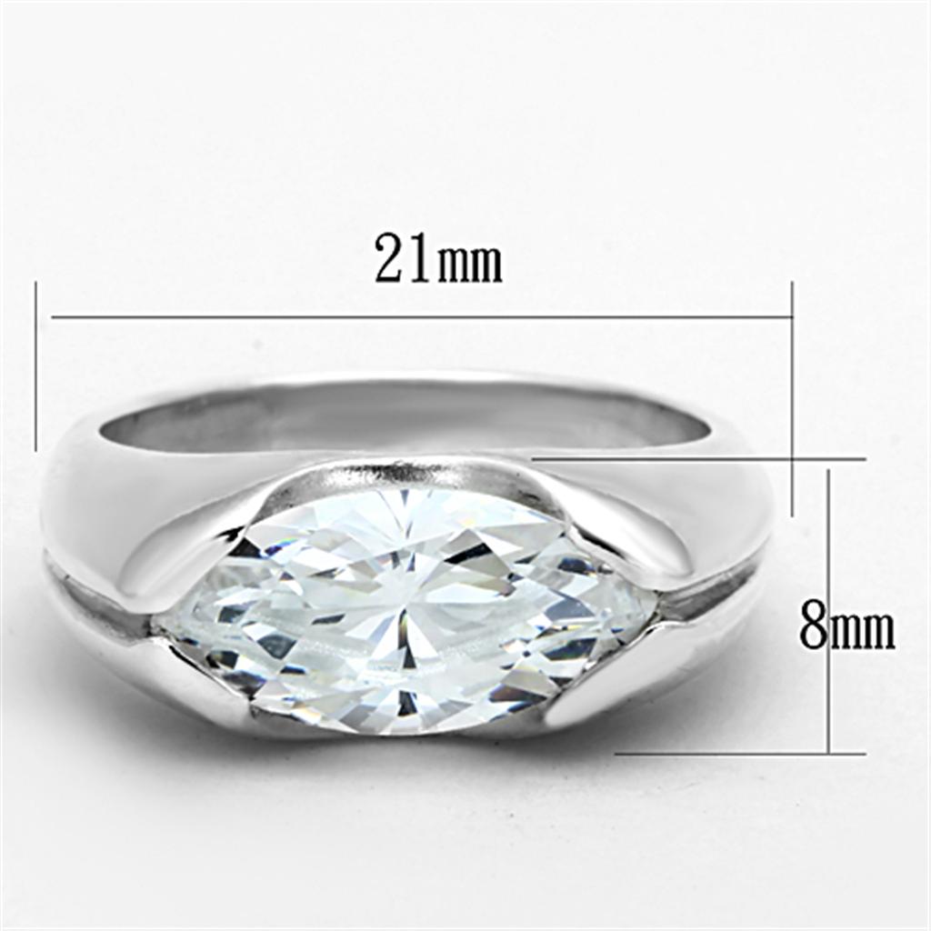 LOS704 - Silver 925 Sterling Silver Ring with AAA Grade CZ in Clear-1