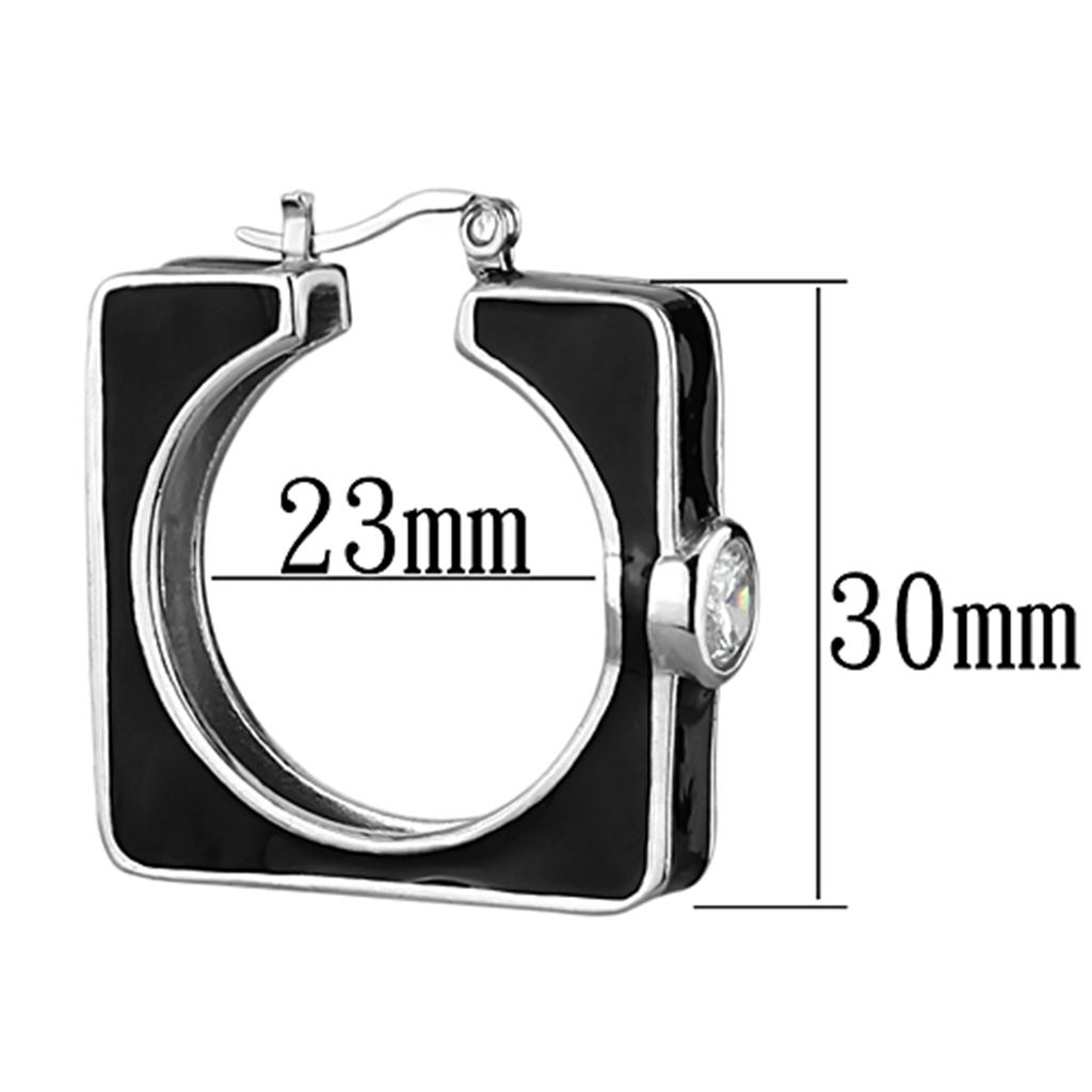 LOS754 - Rhodium 925 Sterling Silver Earrings with AAA Grade CZ in Clear-1