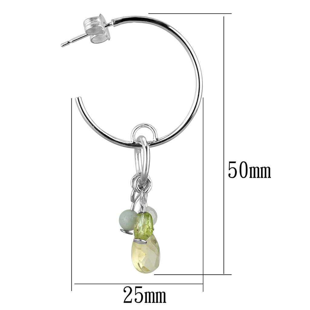 LOS785 - Silver 925 Sterling Silver Earrings with Synthetic Glass Bead in Multi Color-1