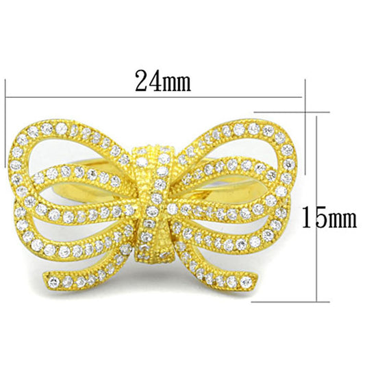 LOS809 - Gold 925 Sterling Silver Ring with AAA Grade CZ in Clear-1