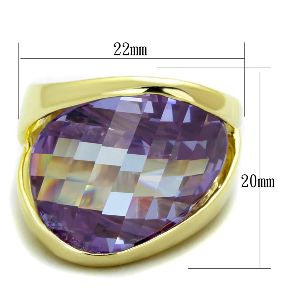 LOS822 - Gold 925 Sterling Silver Ring with AAA Grade CZ in Amethyst-1