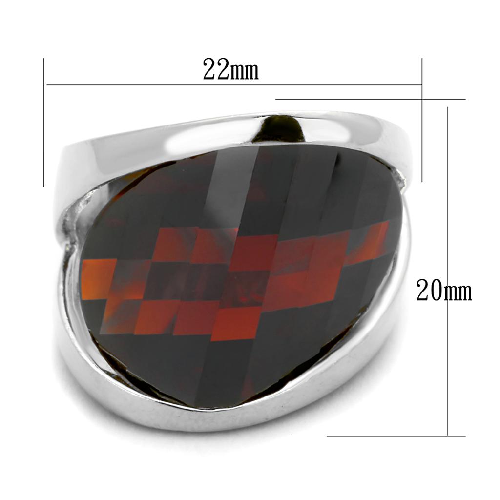 LOS834 - Rhodium 925 Sterling Silver Ring with AAA Grade CZ in Garnet-1