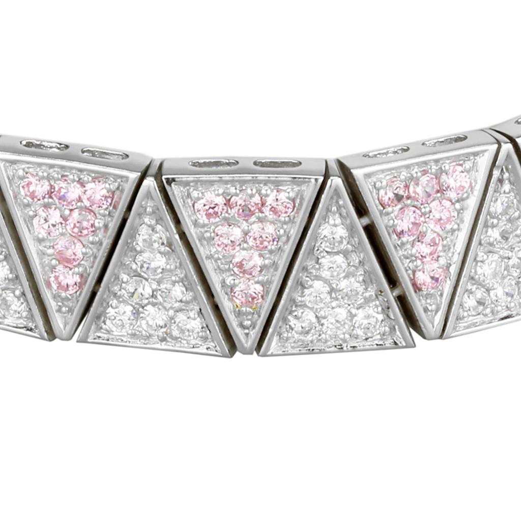 LOS845 - Rhodium 925 Sterling Silver Bracelet with AAA Grade CZ in Rose-1