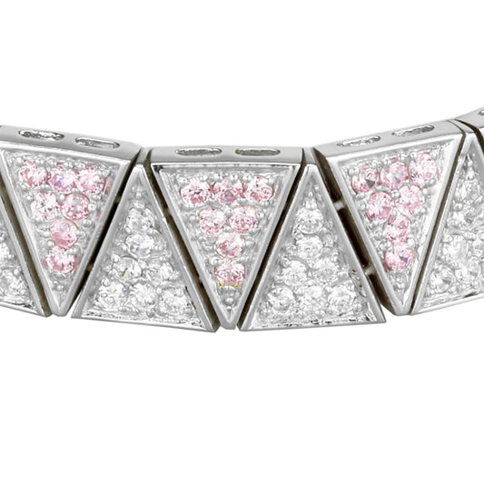 LOS845 - Rhodium 925 Sterling Silver Bracelet with AAA Grade CZ in Rose-1