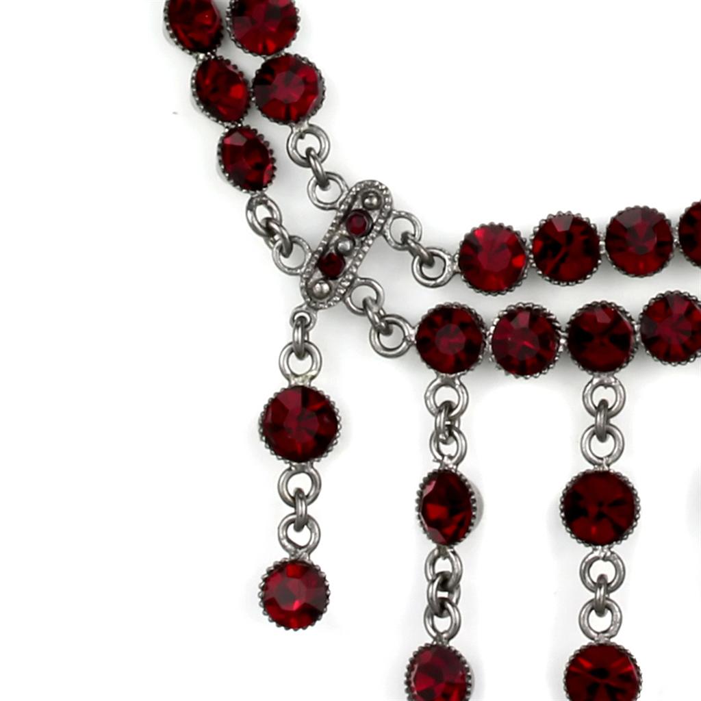 LOS865 - Ruthenium 925 Sterling Silver Necklace with Top Grade Crystal in Siam-1