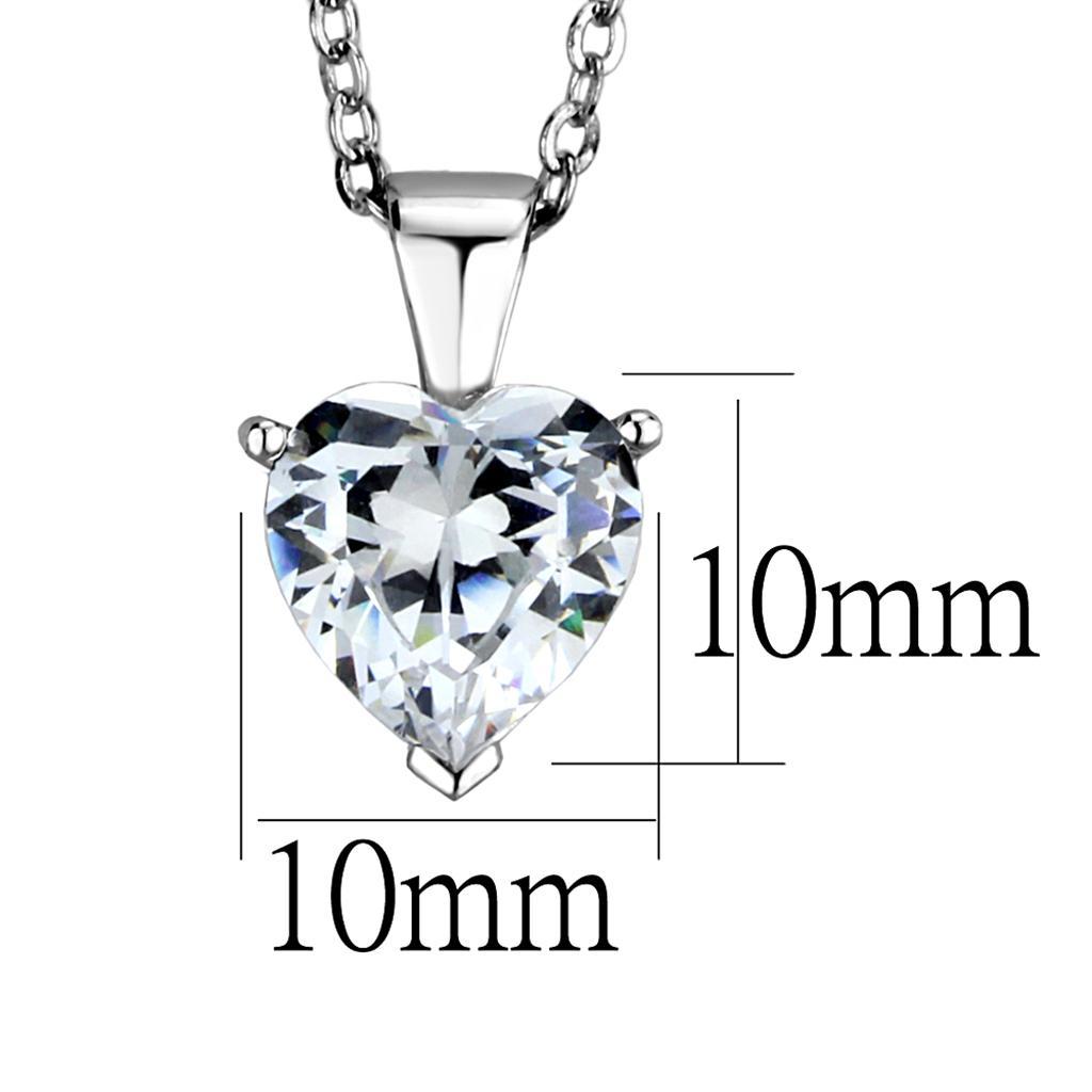 LOS889 - Rhodium 925 Sterling Silver Chain Pendant with AAA Grade CZ in Clear-1