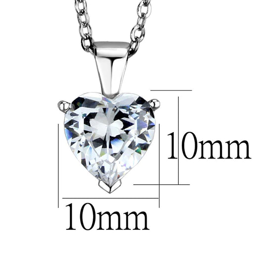 LOS889 - Rhodium 925 Sterling Silver Chain Pendant with AAA Grade CZ in Clear-1