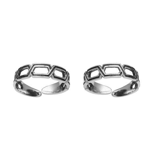 Geometric Pattern Toe Ring - Sterling Silver-1