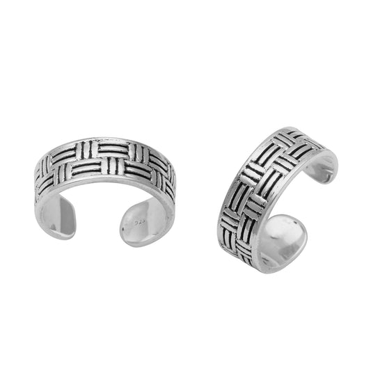 Geometric Pattern Toe Ring - Sterling Silver-0