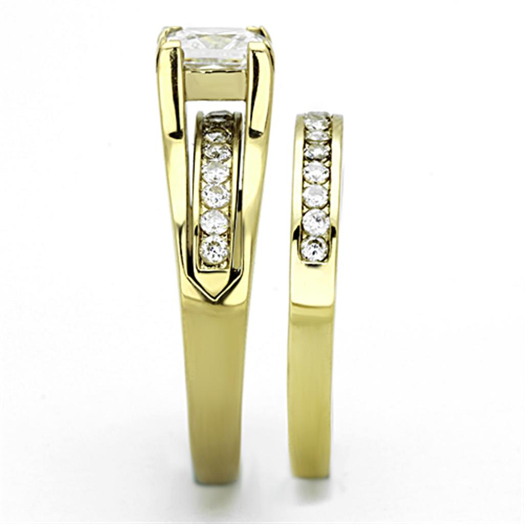TK0W384 - IP Gold(Ion Plating) Stainless Steel Ring with AAA Grade CZ in Clear-3