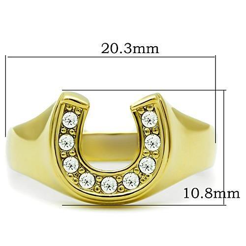 TK10616G - IP Gold(Ion Plating) Stainless Steel Ring with Top Grade Crystal in Clear-1