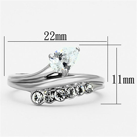 TK1080 - High polished (no plating) Stainless Steel Ring with AAA Grade CZ in Clear-1