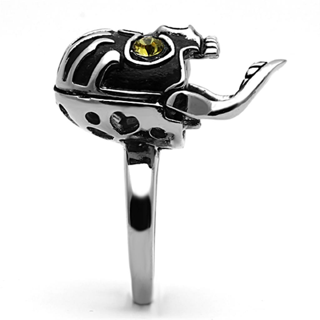 TK1114 - High polished (no plating) Stainless Steel Ring with Top Grade Crystal in Topaz-4