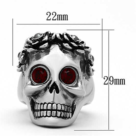 TK1117 - High polished (no plating) Stainless Steel Ring with Top Grade Crystal in Siam-1