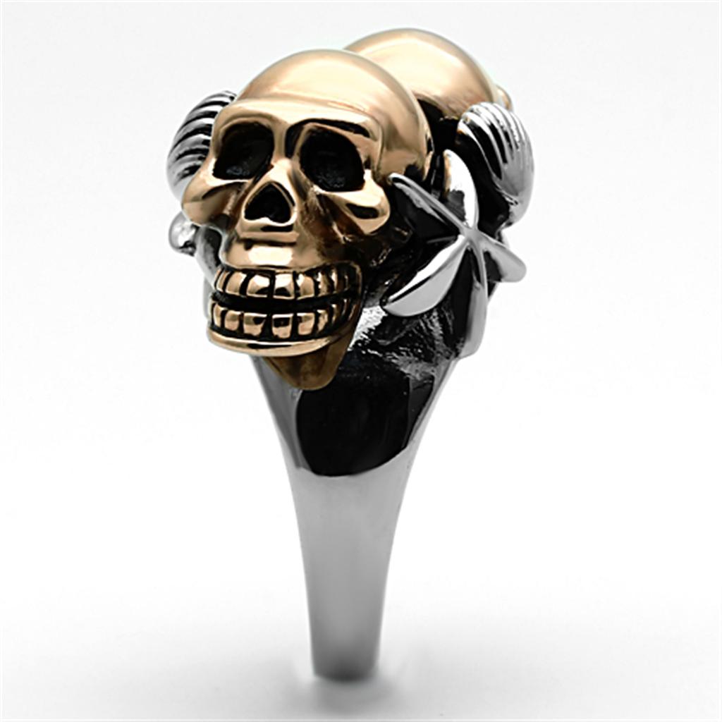 TK1119 - Two-Tone IP Rose Gold Stainless Steel Ring with Epoxy in Jet-4