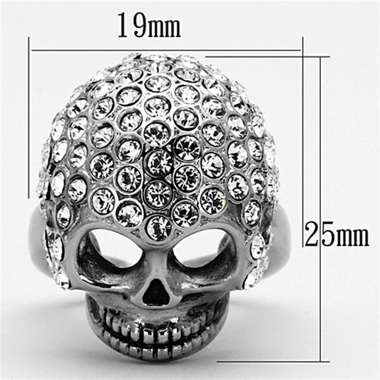 TK1120 - High polished (no plating) Stainless Steel Ring with Top Grade Crystal in Clear-1