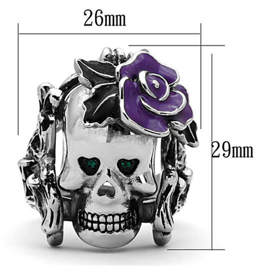 TK1122 - High polished (no plating) Stainless Steel Ring with Top Grade Crystal in Emerald-1