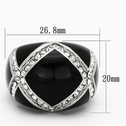 TK1132 - High polished (no plating) Stainless Steel Ring with Top Grade Crystal in Clear-1