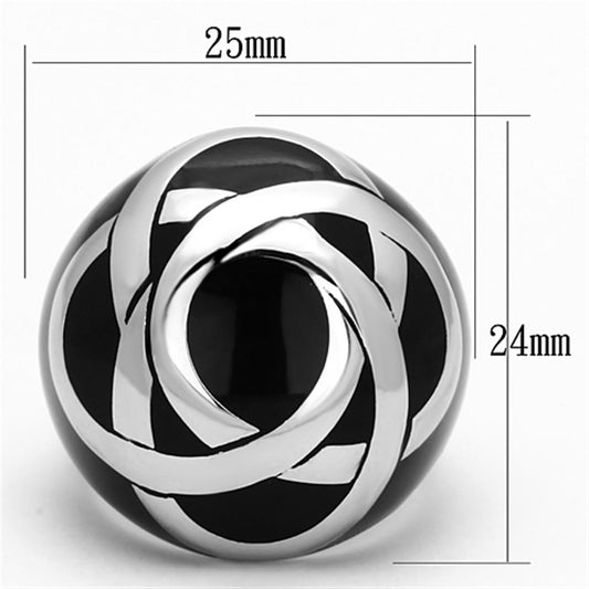 TK1133 - High polished (no plating) Stainless Steel Ring with Epoxy in Jet-1
