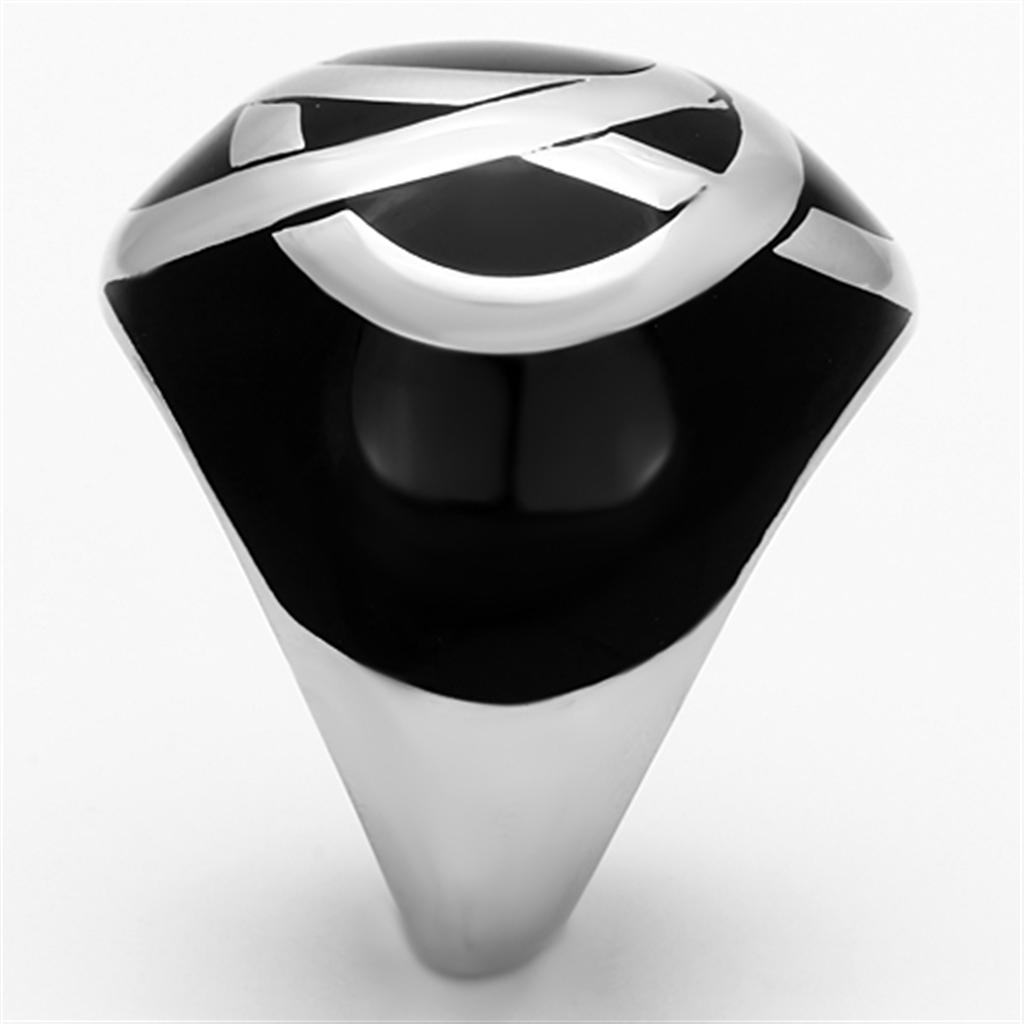 TK1133 - High polished (no plating) Stainless Steel Ring with Epoxy in Jet-3
