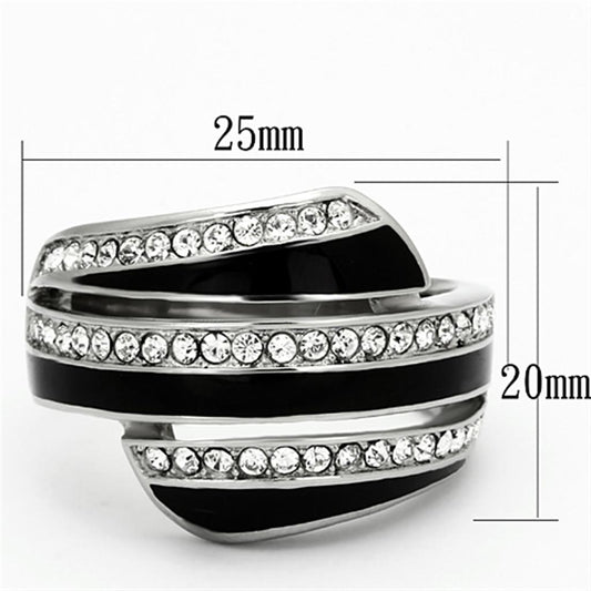 TK1134 - High polished (no plating) Stainless Steel Ring with Top Grade Crystal in Clear-1