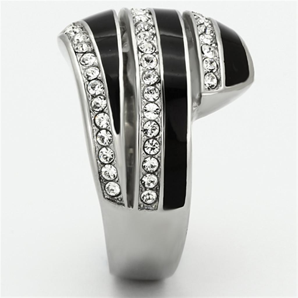 TK1134 - High polished (no plating) Stainless Steel Ring with Top Grade Crystal in Clear-3