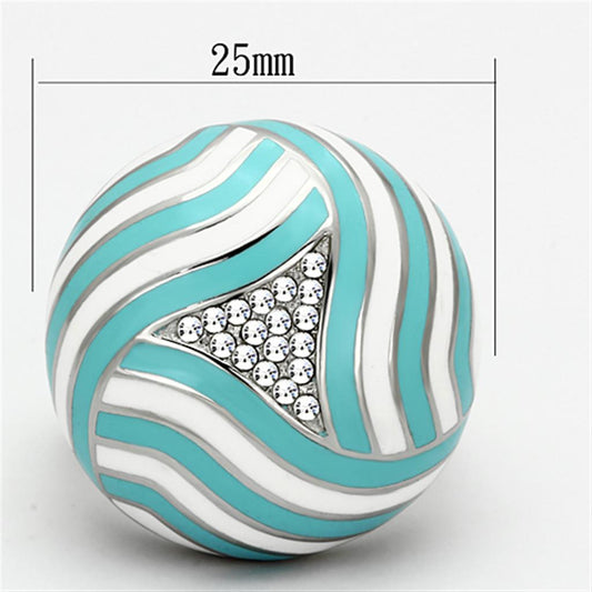 TK1138 - High polished (no plating) Stainless Steel Ring with Top Grade Crystal in Clear-1