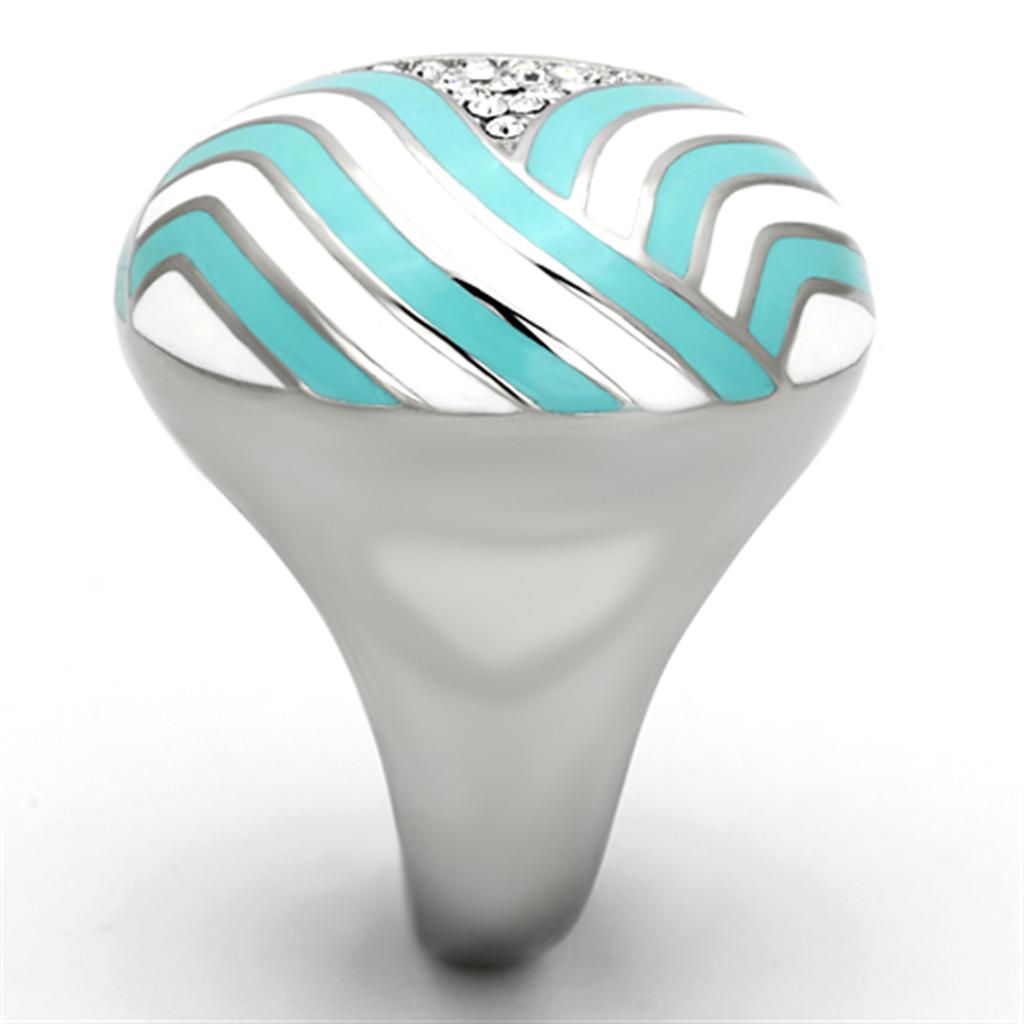 TK1138 - High polished (no plating) Stainless Steel Ring with Top Grade Crystal in Clear-3