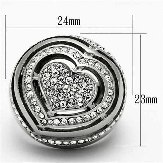 TK1141 - High polished (no plating) Stainless Steel Ring with Top Grade Crystal in Clear-1