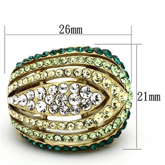 TK1145 - IP Gold(Ion Plating) Stainless Steel Ring with Top Grade Crystal in Multi Color-1