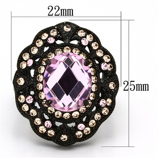 TK1154 - IP Black(Ion Plating) Stainless Steel Ring with Top Grade Crystal in Light Rose-1