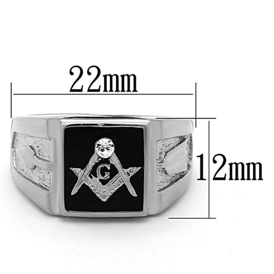 TK1158 - High polished (no plating) Stainless Steel Ring with Top Grade Crystal in Clear-1