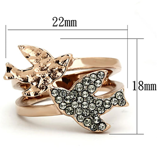 TK1165 - Two-Tone IP Rose Gold Stainless Steel Ring with Top Grade Crystal in Black Diamond-1