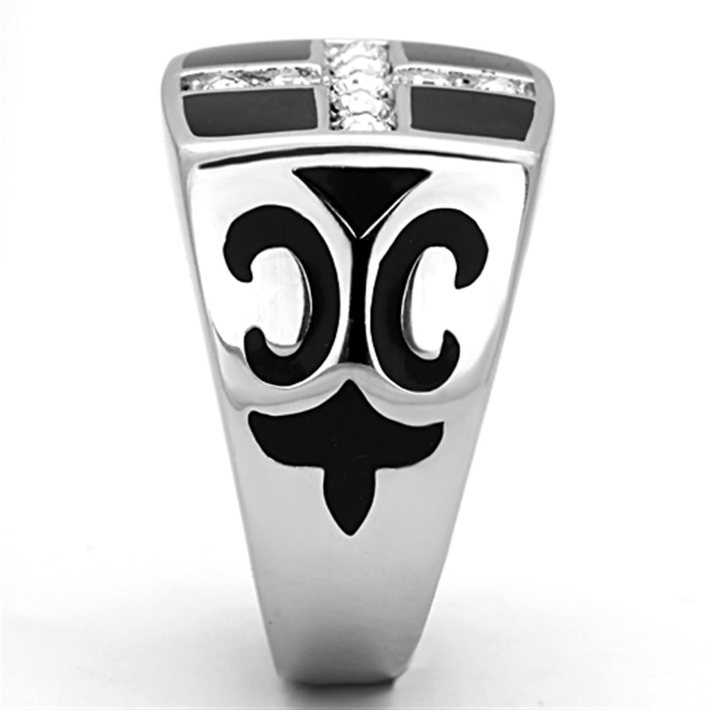 TK1179 - High polished (no plating) Stainless Steel Ring with Top Grade Crystal in Clear-3