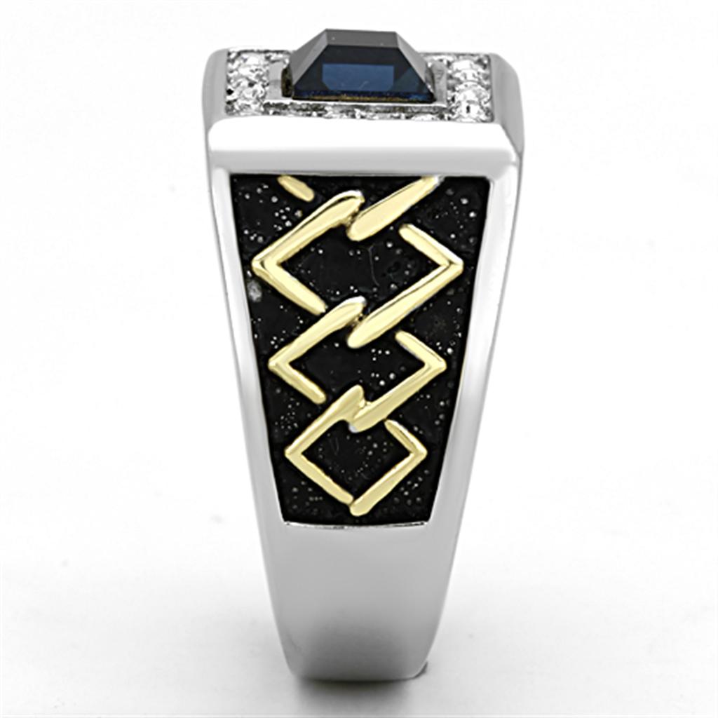 TK1180 - Two-Tone IP Gold (Ion Plating) Stainless Steel Ring with Top Grade Crystal in Montana-3