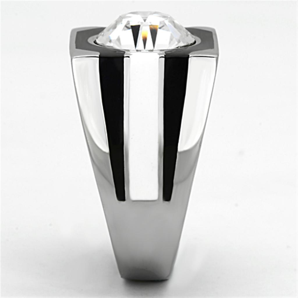 TK1181 - High polished (no plating) Stainless Steel Ring with Top Grade Crystal in Clear-3
