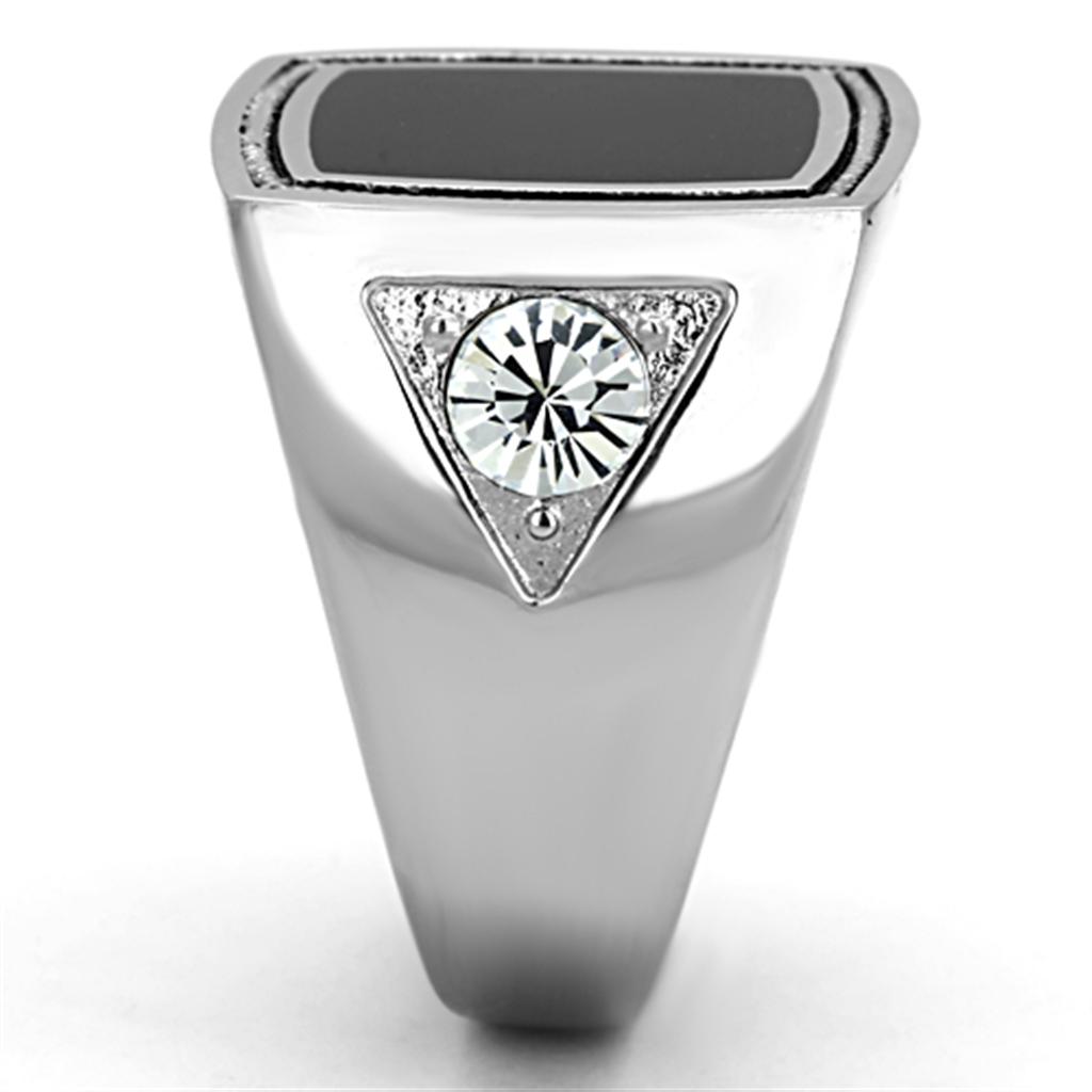 TK1182 - High polished (no plating) Stainless Steel Ring with Top Grade Crystal in Clear-3