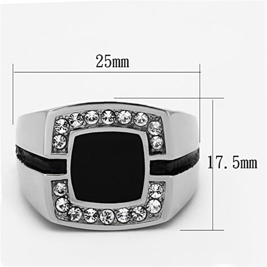 TK1183 - High polished (no plating) Stainless Steel Ring with Top Grade Crystal in Clear-1