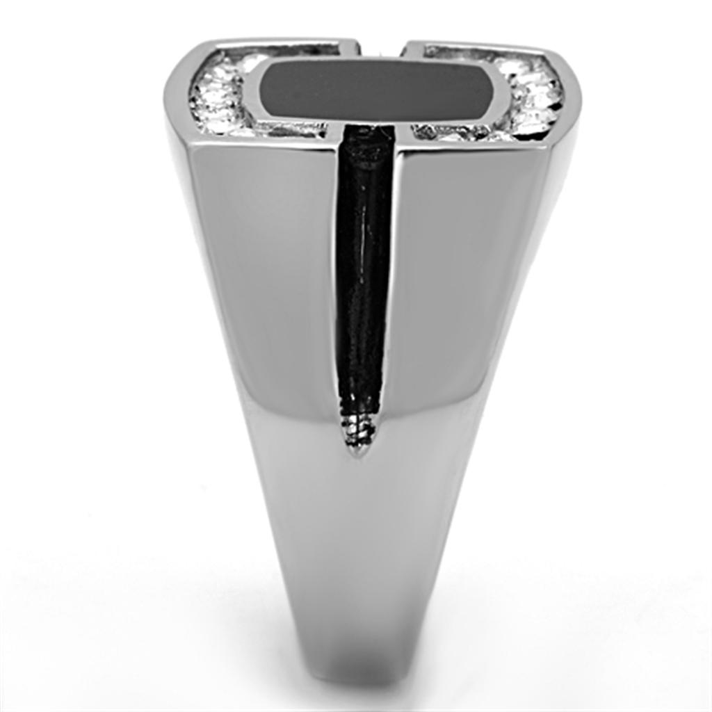 TK1183 - High polished (no plating) Stainless Steel Ring with Top Grade Crystal in Clear-3