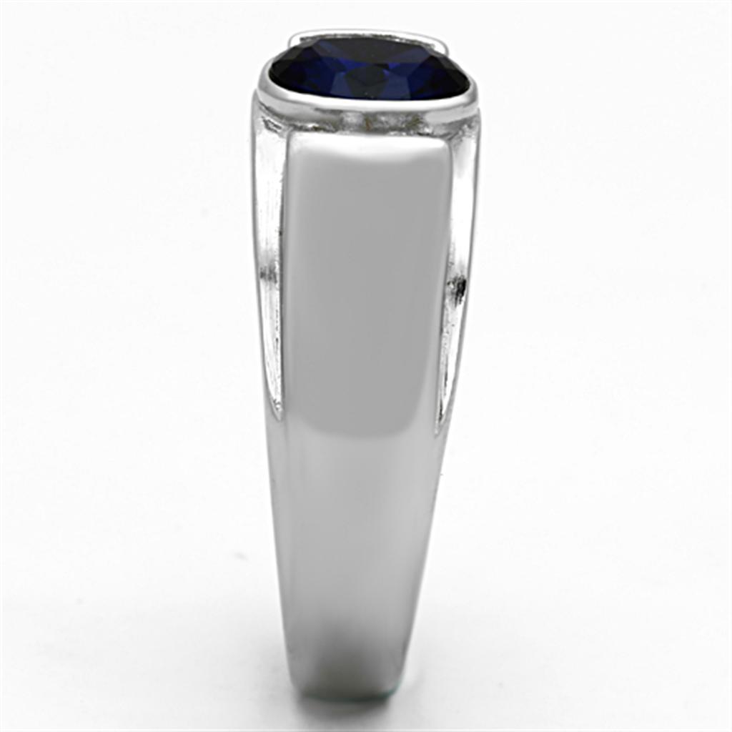 TK1184 - High polished (no plating) Stainless Steel Ring with Synthetic Synthetic Glass in Montana-3