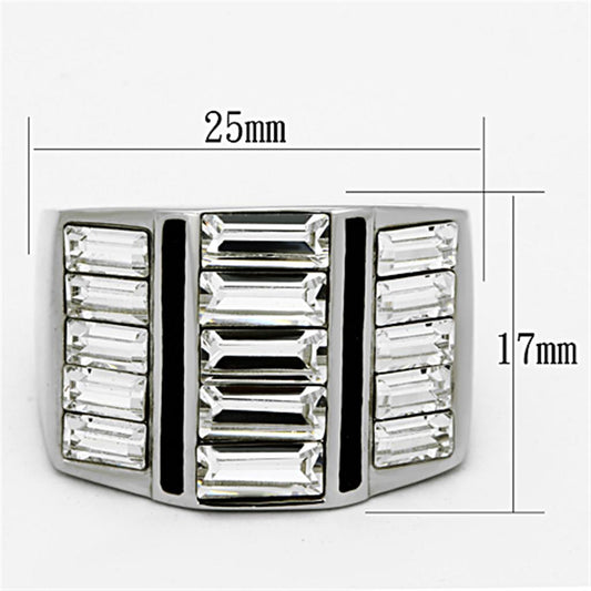 TK1185 - High polished (no plating) Stainless Steel Ring with Top Grade Crystal in Clear-1