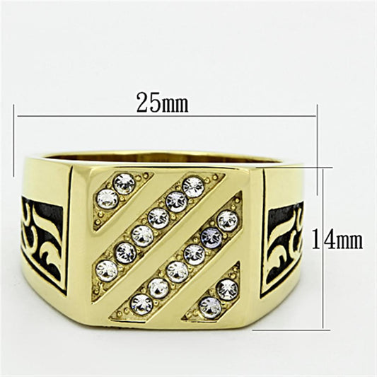 TK1189 - IP Gold(Ion Plating) Stainless Steel Ring with Top Grade Crystal in Clear-1