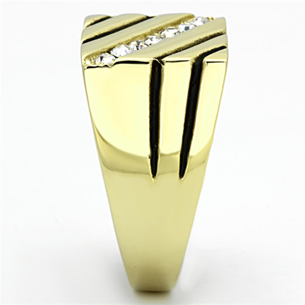 TK1190 - IP Gold(Ion Plating) Stainless Steel Ring with Top Grade Crystal in Clear-3