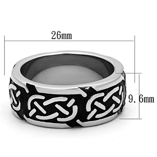 TK1197 - High polished (no plating) Stainless Steel Ring with Epoxy in Jet-1
