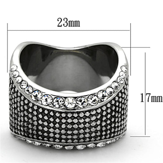 TK1198 - High polished (no plating) Stainless Steel Ring with Top Grade Crystal in Clear-1