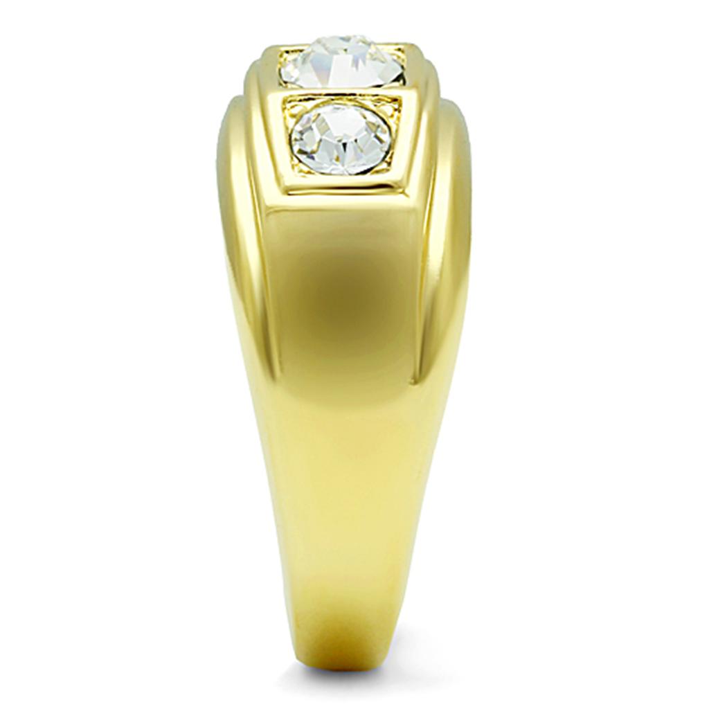 TK119G - IP Gold(Ion Plating) Stainless Steel Ring with Top Grade Crystal in Clear-3
